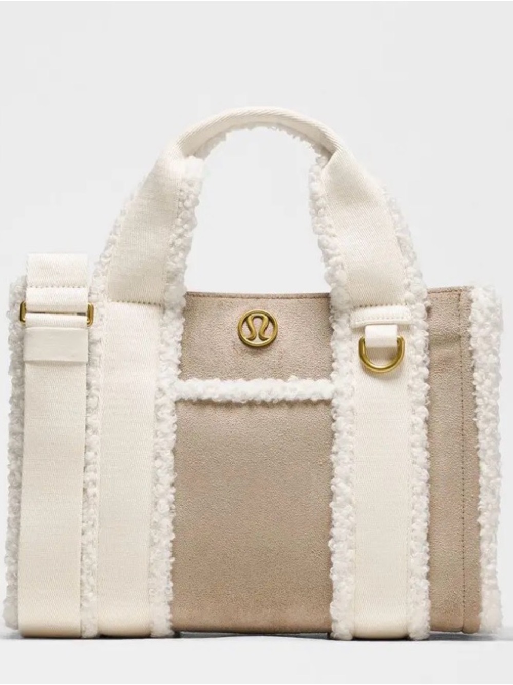 NWT Lululemon Boxy Tote Mini 4.5L Faux Shearling Crossbody Sheer Oak